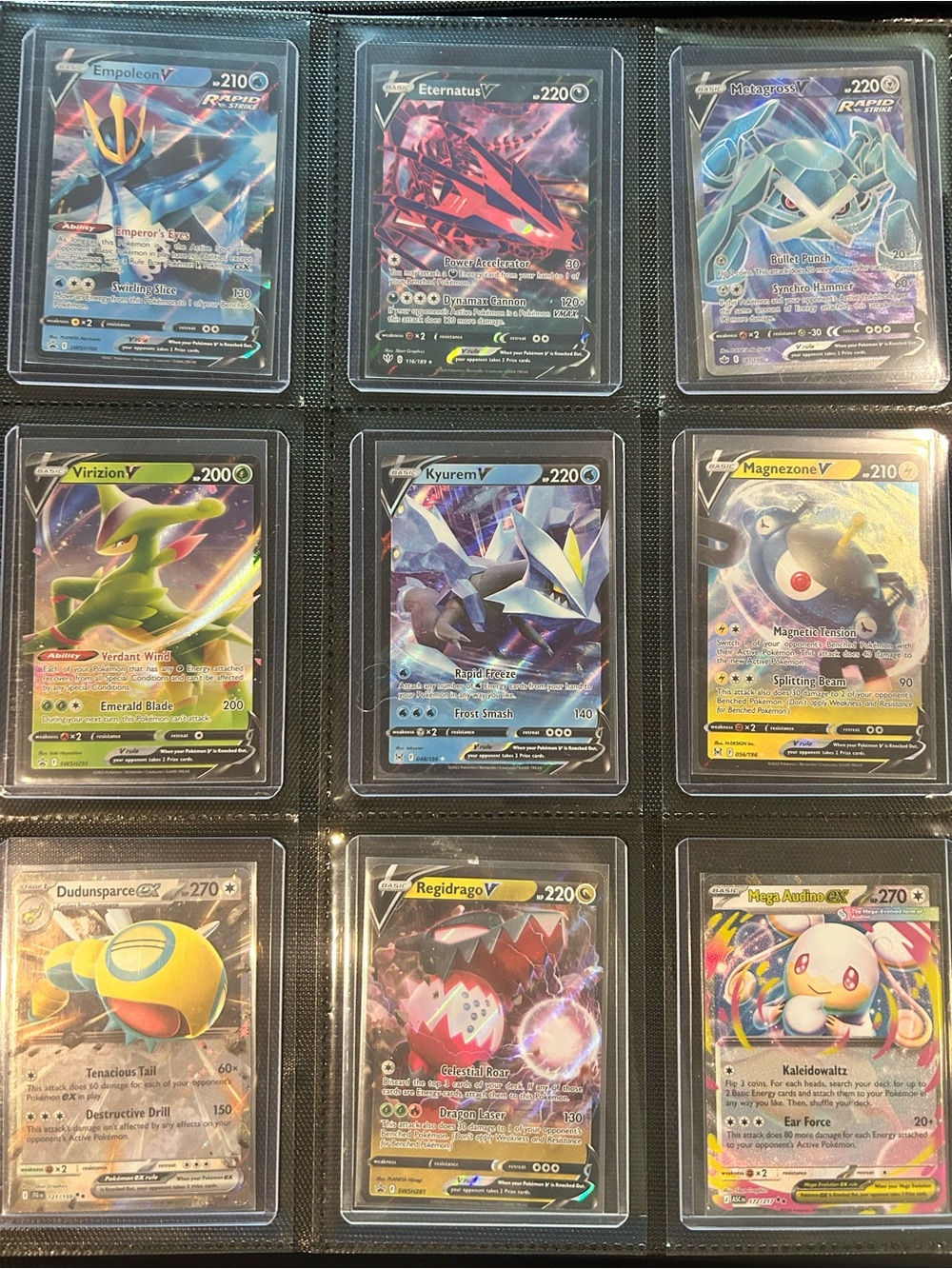 Pokemon V & EX Holo Card Set - Blue, Green, Yellow, Purple, Pink, Silver